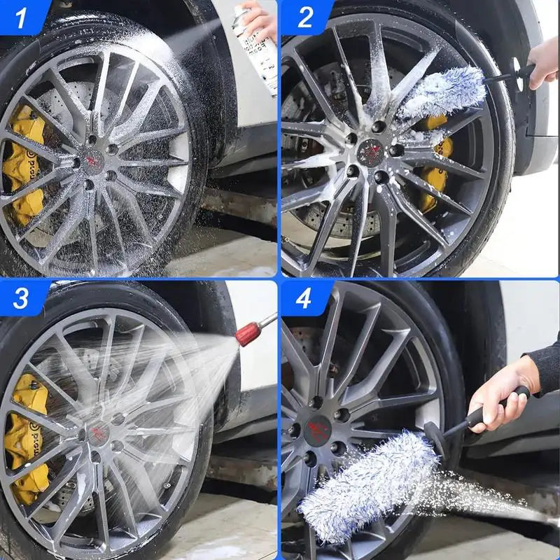 Car Wheel Brush Wheel Rim Brush Car Tire Brush Wheel Brush Set for Car Detailing Microfiber Car Wash Car Detailing Brush